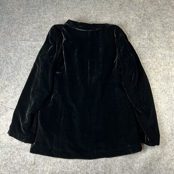 J Jill Blazer Jacket Medium Velvet Velour Textured Black Button Front Silk Rayon - Picture 7 of 9